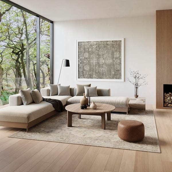 Astra Machine Washable Silver Grey 9 ft. x 12 ft. Vintage Persian Traditional Area Rug