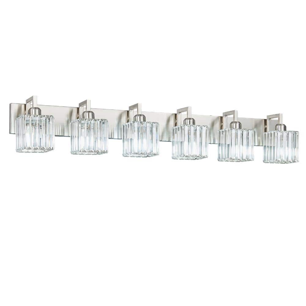 44.09 in.6-Lignht Clear Glass Brushed Nickel Vanity Light Suitable For Bathroom price history on PriceWatchPro