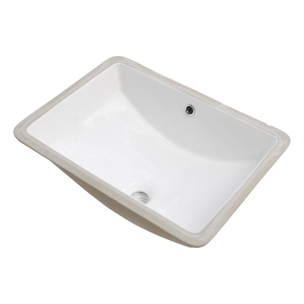 Tileon 21 in. W x 14 in. D Rectangular Undermount Bathroom Sink in ...