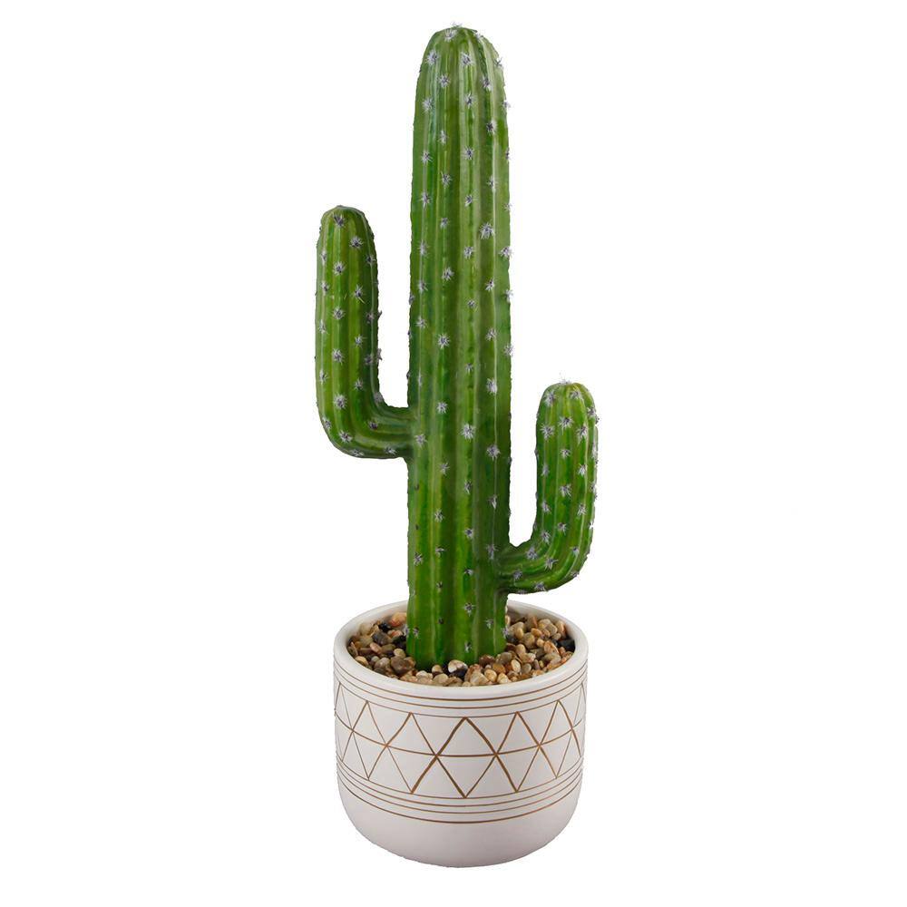 Flora Bunda Artificial Plants Cactus in 3" Cement Pot Gray Planter Set of 2 