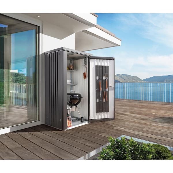 Equipment Locker Ninty 36.6 in. W x 32.6 in. D x 71.8 in. H Dark Gray Steel Outdoor Storage Cabinet with Floor Kit