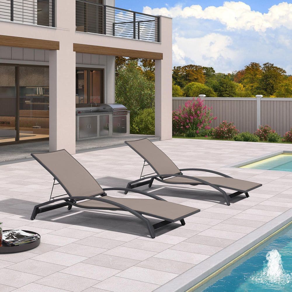 ambient lounge グレー ウルフグレーbe-lux-prime M PURPLE LEAF Outdoor Metal Lounge Chaise with Arm All Weather