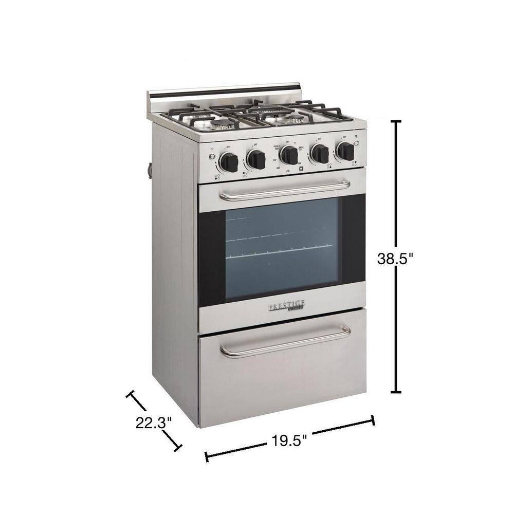 Prestige 20" Stainless Steel Freestanding Gas Range with Convection Oven
