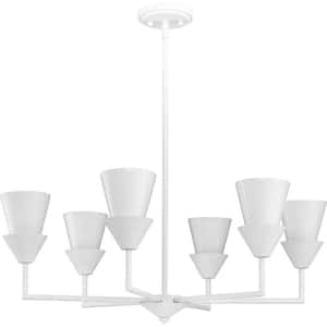 Pinellas 30 in. Contemporary White Plaster Chandelier with Opal Glass Shades