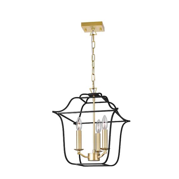 CWI Lighting Tudor 3 Light Pendant With Satin Gold & Black Finish