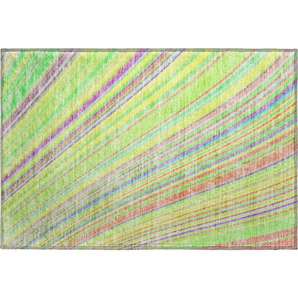 Mayfield Premium Machine Washable Abstract AMF981 Yellow 1 ft. 8 in. x 2 ft. 6 in. Area Rug