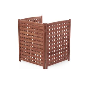 Anky 38 in. Brown Solid Wood Garden Fence, 3 Panels Air Air Conditioner or Trash Enclosure Fence Screen Outside
