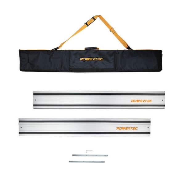 POWERTEC 110 in. Track Saw Guide Rail Kit for Makita or Festool, 2x55 in. Guide Rails with Protective Bag and Rail Connectors