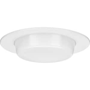 Progress Lighting 6 in. Incandescent Satin White Drop Lensed Shower Recessed Trim Frosted Diffuser 6 in. Housing, 1 Pack
