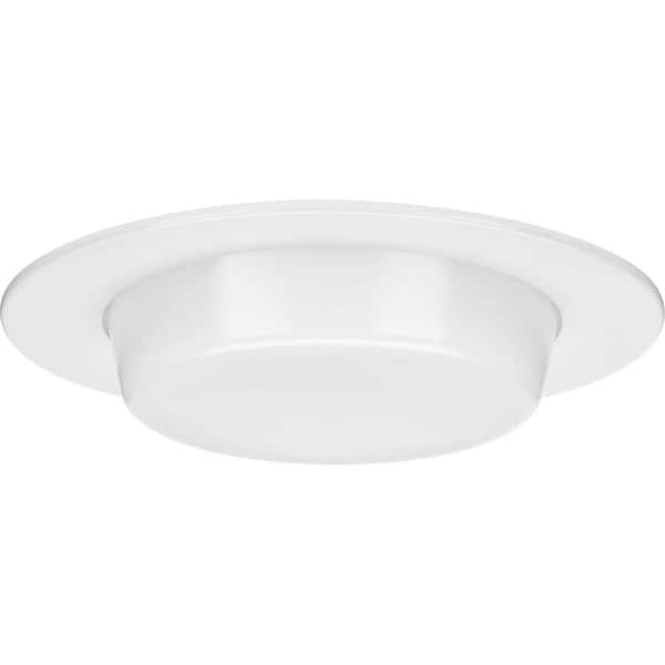 Progress Lighting 6 in. Incandescent Satin White Drop Lensed Shower Recessed Trim Frosted Diffuser 6 in. Housing, 1 Pack