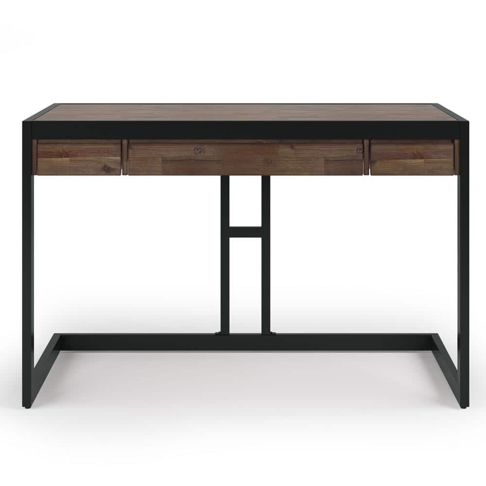 Erina Compact Rustic Natural Aged Brown Acacia Desk with Drawers