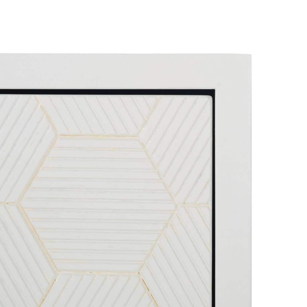 White Wood and Metal Retro Accent Table with Storage