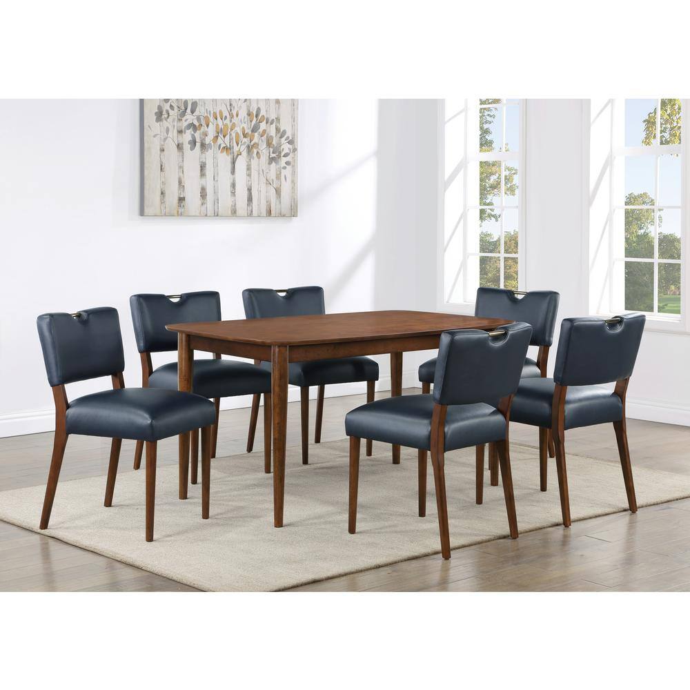 Bonito 59-in. Rectangular 7-piece Dining Set in Walnut Finish with Midnight