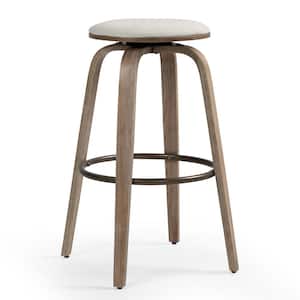 Beatus 29in. Beige Wood Counter Stool with Woven Fabric Seat 1 (Set of Included)