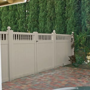 5 in. x 5 in. x 9 ft. Khaki Vinyl Fence End Post