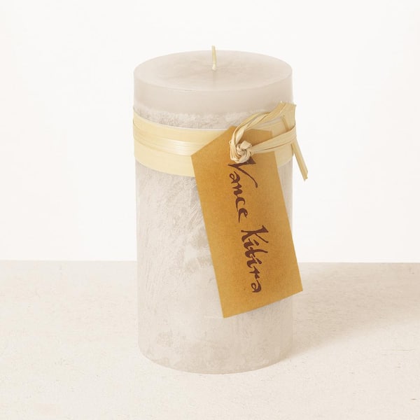 Vance Kitira 8 in. Melon White Timber Pillar Candle