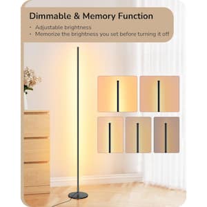 57.5 in. Black Minimalist Standard 1-Light Smart Dimmable Swing Arm Floor Lamp for Living Room with Remote