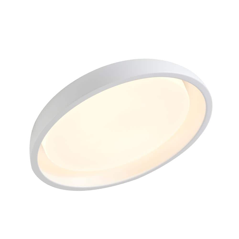 16" White Crystal LED Flush Mount Light with Brushed Nickel Frame
