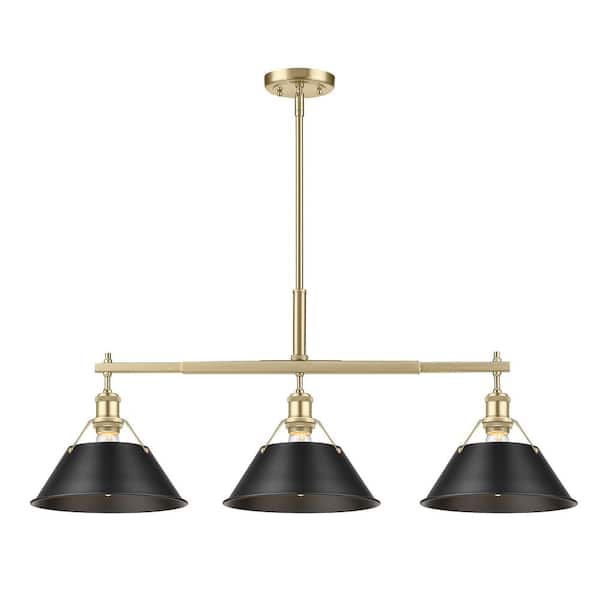 Orwell 100-Watt 3-Light Brushed Champagne Bronze and Matte Black Linear Pendant Light