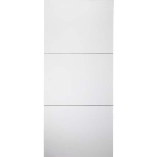 Belldinni 24 in. x 80 in. Stella 2H Snow White Finished with Aluminum Strips Solid Core Composite Interior Door Slab No Bore