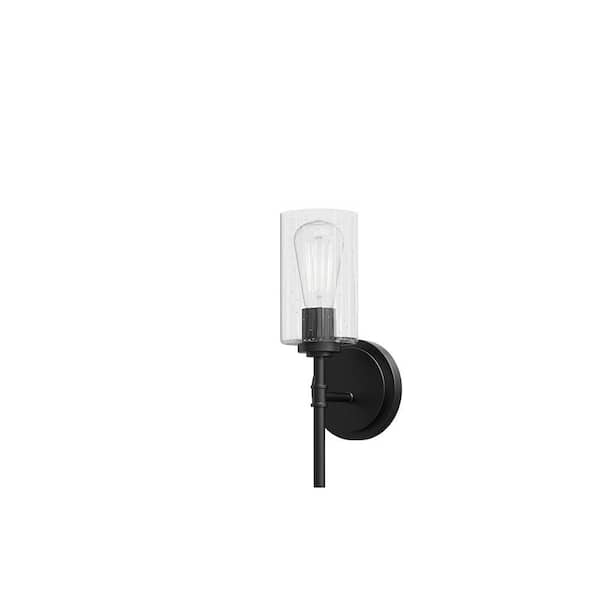 LumLight Wexton 1-Light 5.8 in. Matte Black Plug and Play Sconce with SkyPlug