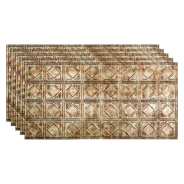 Fasade Traditional #4 2 ft. x 4 ft. Glue Up Vinyl Ceiling Tile in Bermuda Bronze (40 sq. ft.)