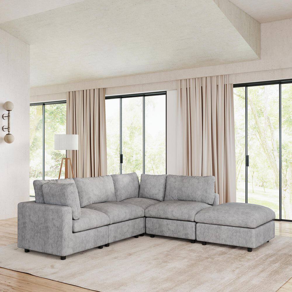 Oversized 134 in. Square Arm Chenille Modular L-Shaped Sofa Cloud Couch with Chaise Ottoman, Detachable Covers in. Gray price history on PriceWatchPro