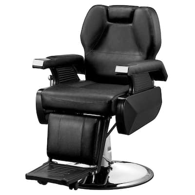 Black Heavy Duty Hydraulic Recline Barber Chair, Salon Tattoo Beauty Chair, with Height Adjustable, for Hair Cutting