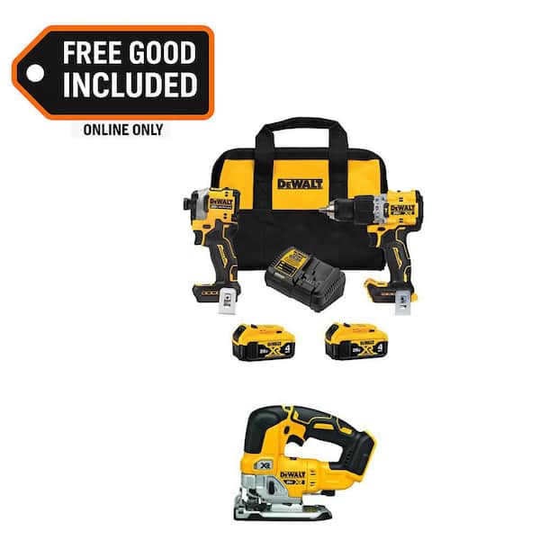 20V MAX Lithium-Ion Cordless 3-Tool Combo Kit and Brushless Jigsaw with (2) Flexvolt 6.0 Ah Batteries and Charger