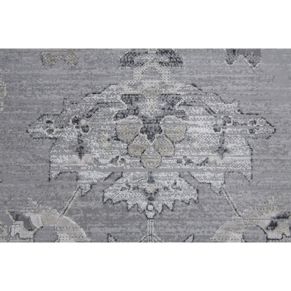 12 ft. x 15 ft. Black and Silver Floral Area Rug