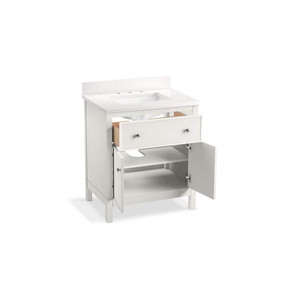 White 30" Freestanding Bathroom Vanity with Quartz Top