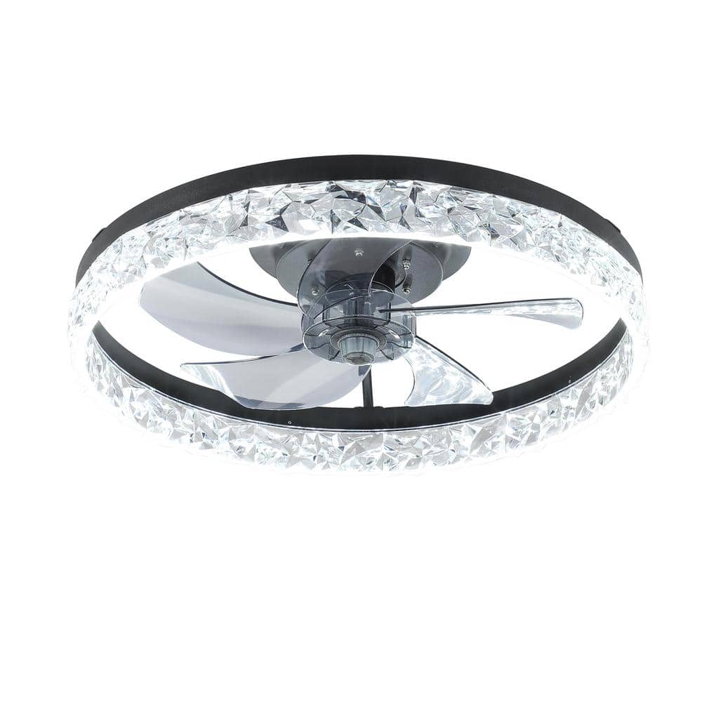 19.7 in. Indoor Black Industrial Ceiling Fan with Lights Dimmable LED