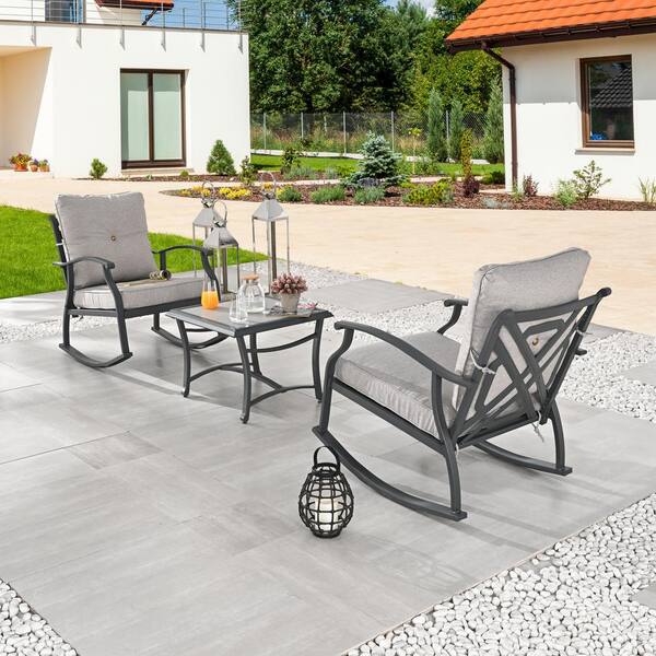 Patio Festival 3-Piece Metal Patio Conversation Rocker