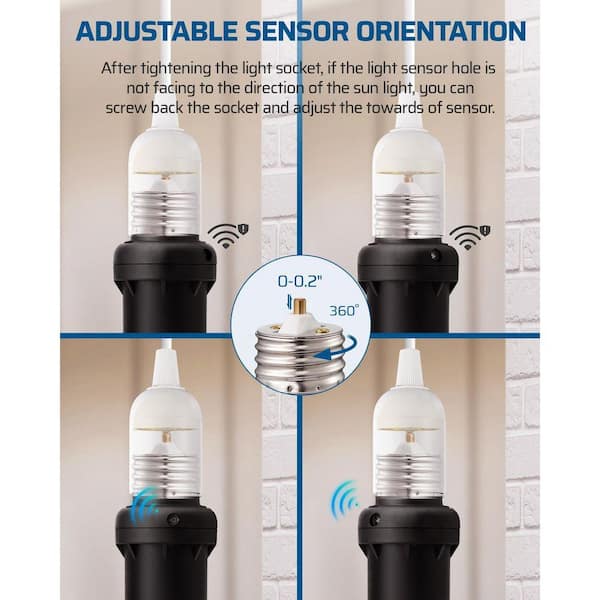 DEWENWILS Dusk to Dawn Light Control Sensor Socket, 360° Sensor