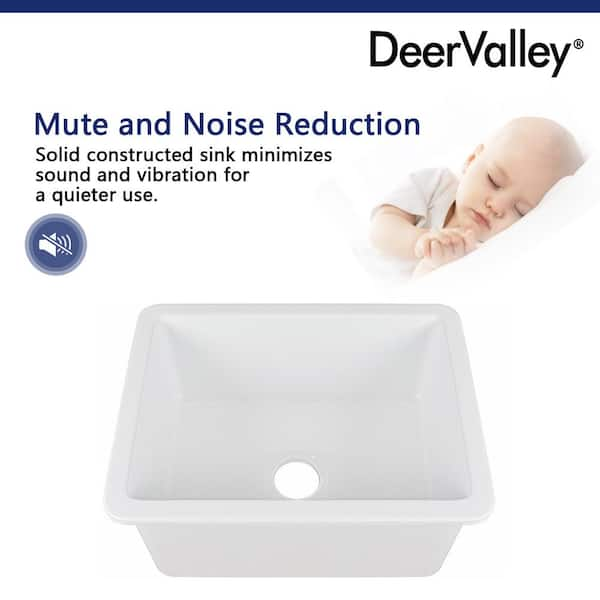 DeerValley Glen 27 x 19 Fireclay Rectangular Undermount Kitchen Sink - White