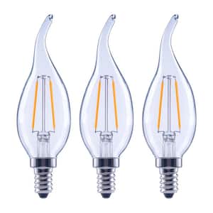 25-Watt Equivalent B11 Dimmable E12 Candelabra Bent Tip Clear Glass LED Vintage Edison Light Bulb Soft White (3-Pack)