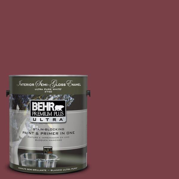 BEHR Premium Plus Ultra 1-gal. #UL100-8 Spiced Wine Interior Semi-Gloss Enamel Paint-DISCONTINUED