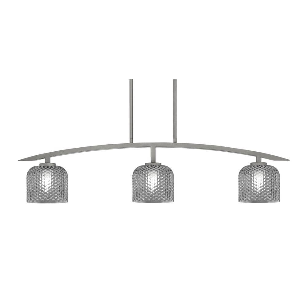 Siena 41 in. 3-Light Graphite Chandelier with 6 in. Smoke Textured Glass Sh