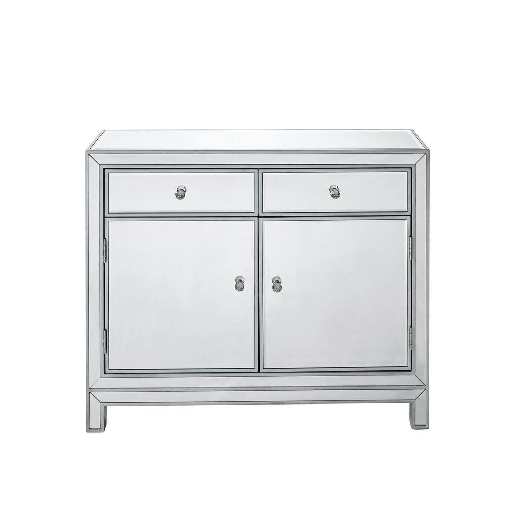 Timeless Home 2-Drawer / 2-Door in Antique Silver Storage Cabinet 32 in. H 