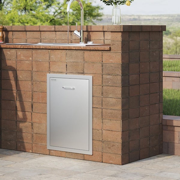 17.7 in. x 22.8 in. Outdoor Kitchen Drawers Stainless Steel Trash Drawer with Handle for Outdoor Kitchen BBQ Island