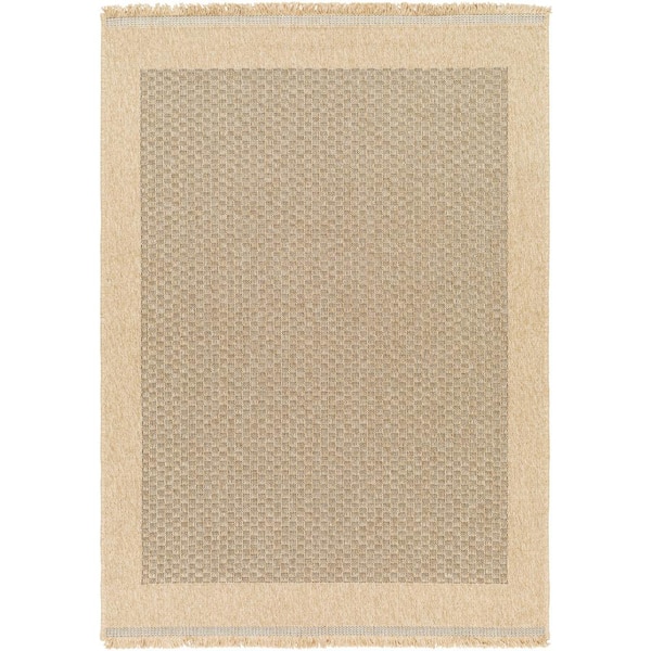 Mirage Tan Border 5 ft. x 7 ft. Indoor/Outdoor Area Rug