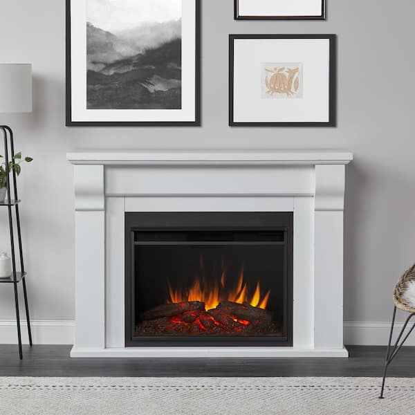 Freestanding Electric Fireplace In, Rustic Electric Fireplace With Mantel