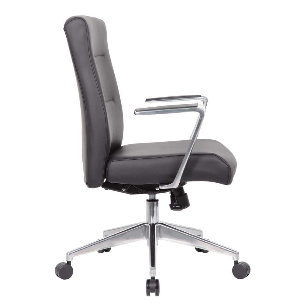 Black Vinyl Executive Swivel Conference Chair with Metal Base