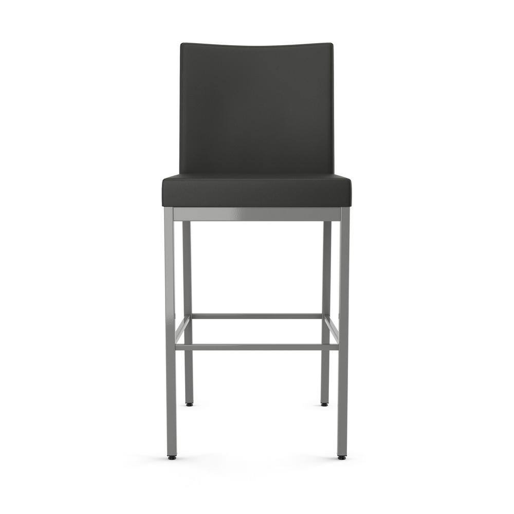 Perry 40.75" Black Faux Leather and Metal Bar Stool