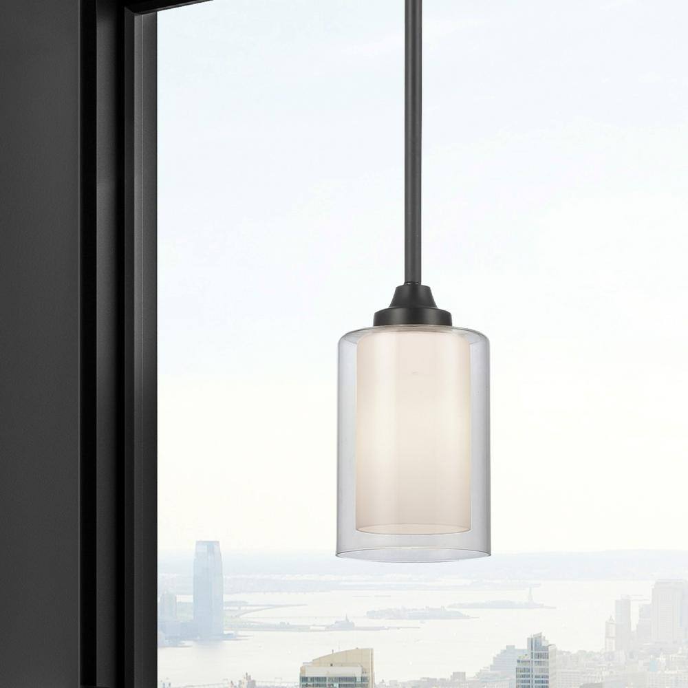 Fairbank Matte Black Glass Mini Drum Pendant Light