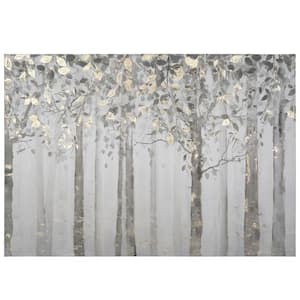 28 in. x 40 in. "Grey and Yellow Trees" Printed Canvas Wall Art