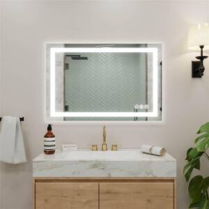Aura 24 in. W x 36 in. H Rectangular Frameless Anti-Fog Dimmable LED Wall Mount Bathroom Vanity Mirror in Silver