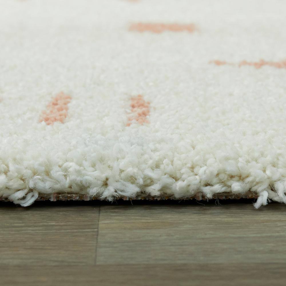 Himalaya Sherpa-Inspired White and Pink Shag Area Rug - 9' x 12'