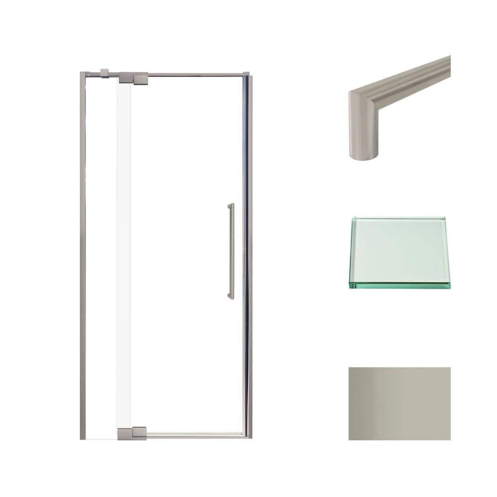 Irene 36 in. W x 76 in. H Pivot Semi-Frameless Shower Door in Brushed Stainless with Clear Glass price history on PriceWatchPro