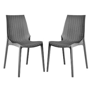 Kent Plastic Outdoor Dining Chair in Grey Set of 2